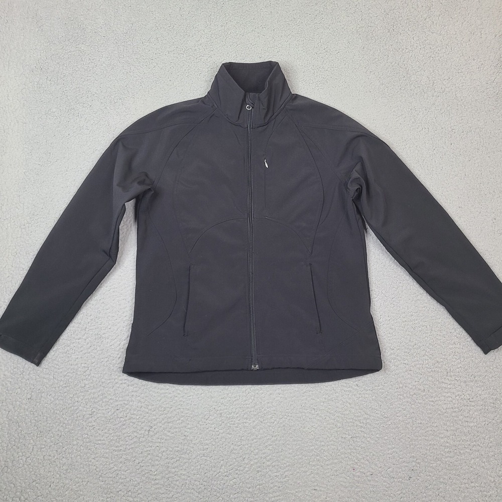 Diamond Double Jacket‎ Womens Medium Black Softshell Stretch Fleece Lining